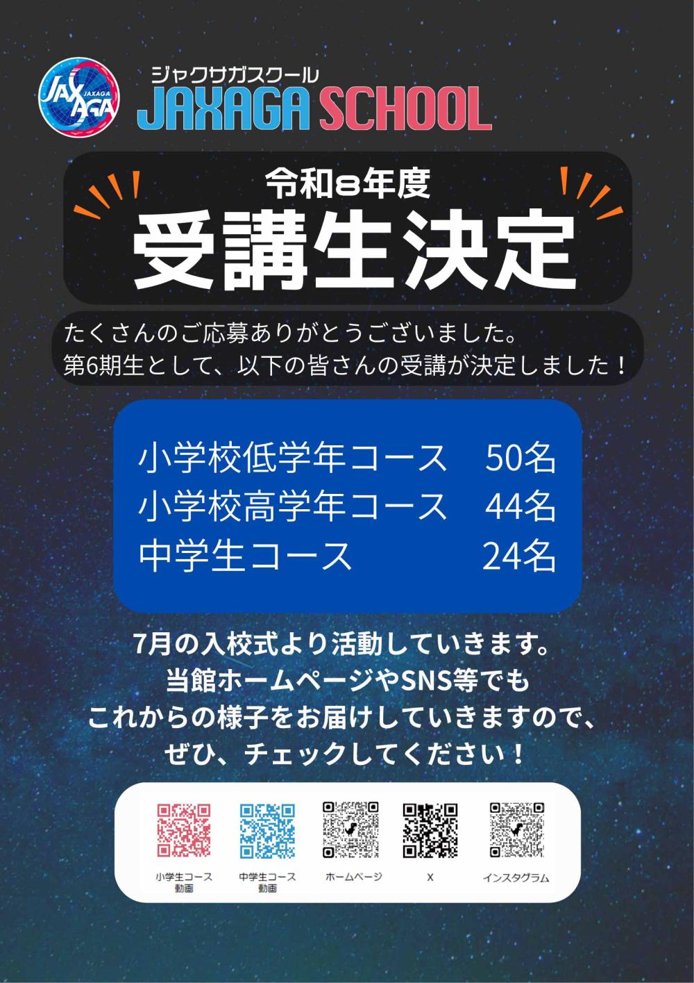 受講生が決定！